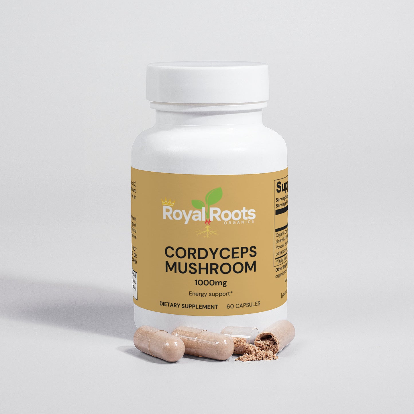 Mushroom Superfood Cordyceps Organic Mushroom Powder, 60 Capsules, Energy, Power, Stamina and Endurance Support, Superfood Supplement for Sports Performance