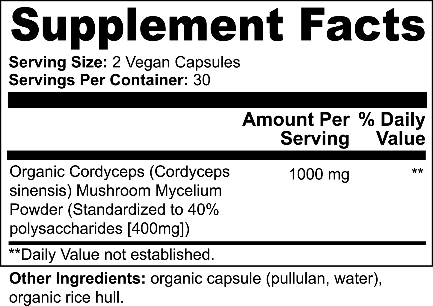 Mushroom Superfood Cordyceps Organic Mushroom Powder, 60 Capsules, Energy, Power, Stamina and Endurance Support, Superfood Supplement for Sports Performance