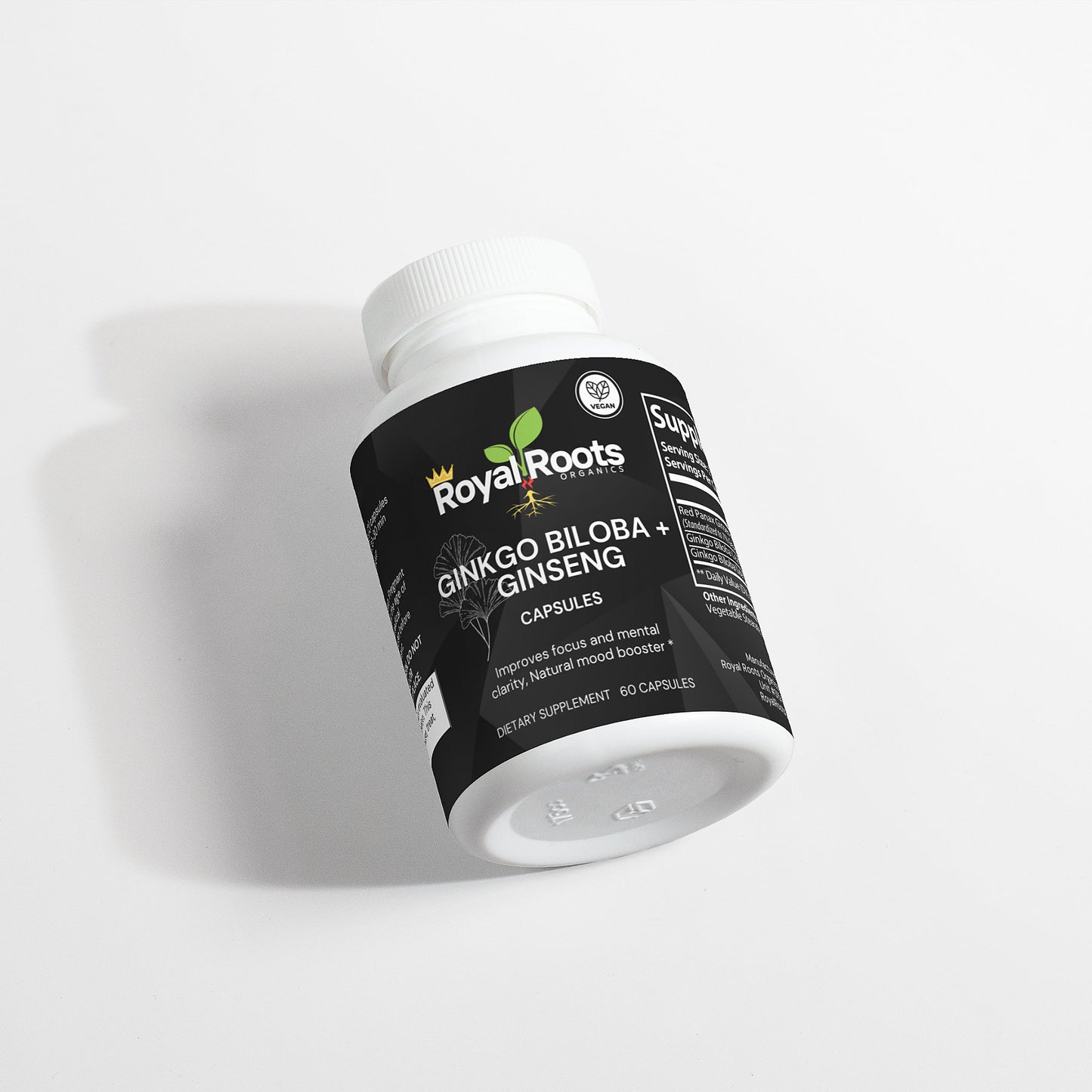 Ginkgo Biloba and Panax Ginseng Complex Capsules for Men & Women - Supports Focus Mood Memory Energy & Brain Function - 100% Natural