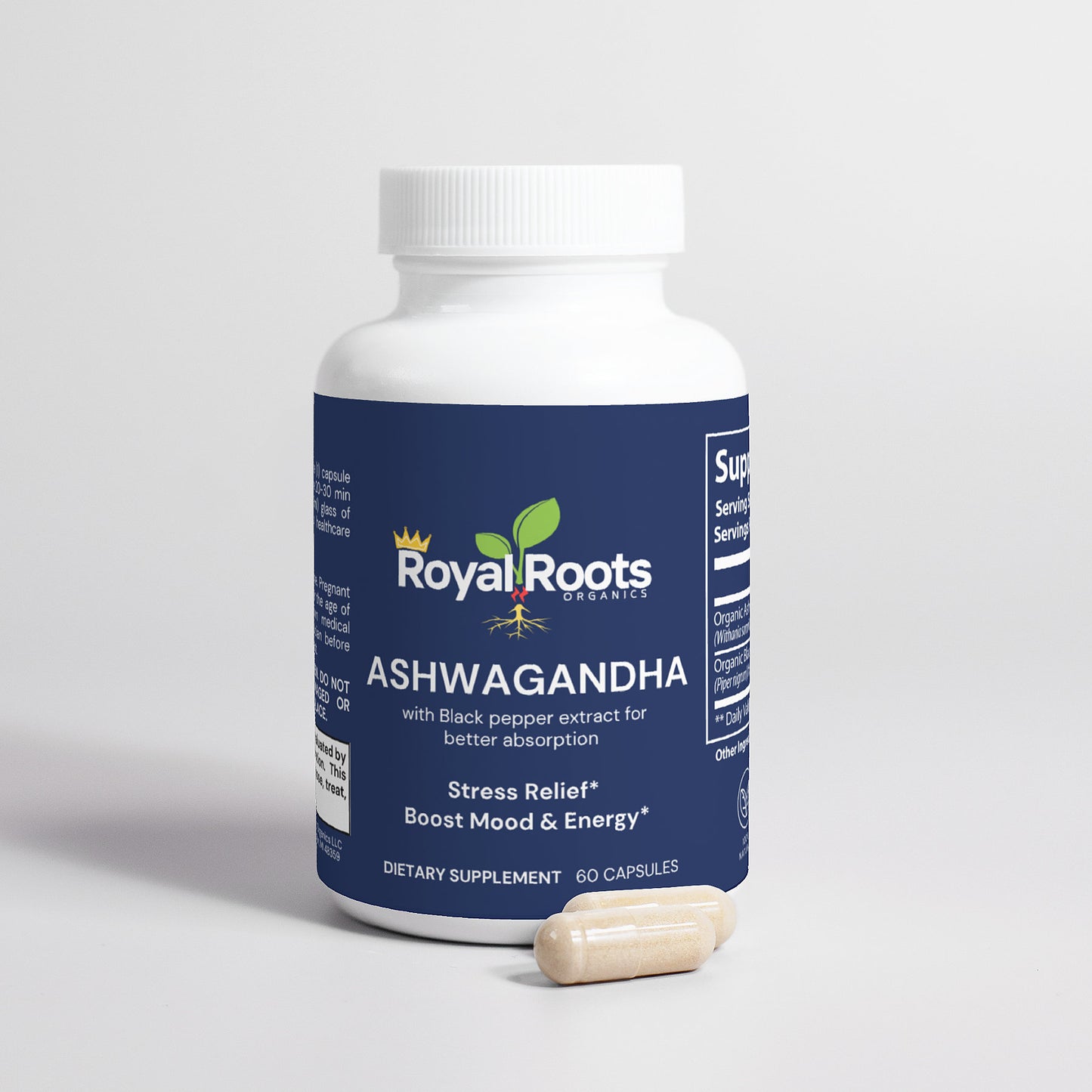 Ashwagandha Herbal Supplement for Stress Relief, Energy Support, Occasional Sleeplessness, Vegan, 100% Pure, Non-GMO