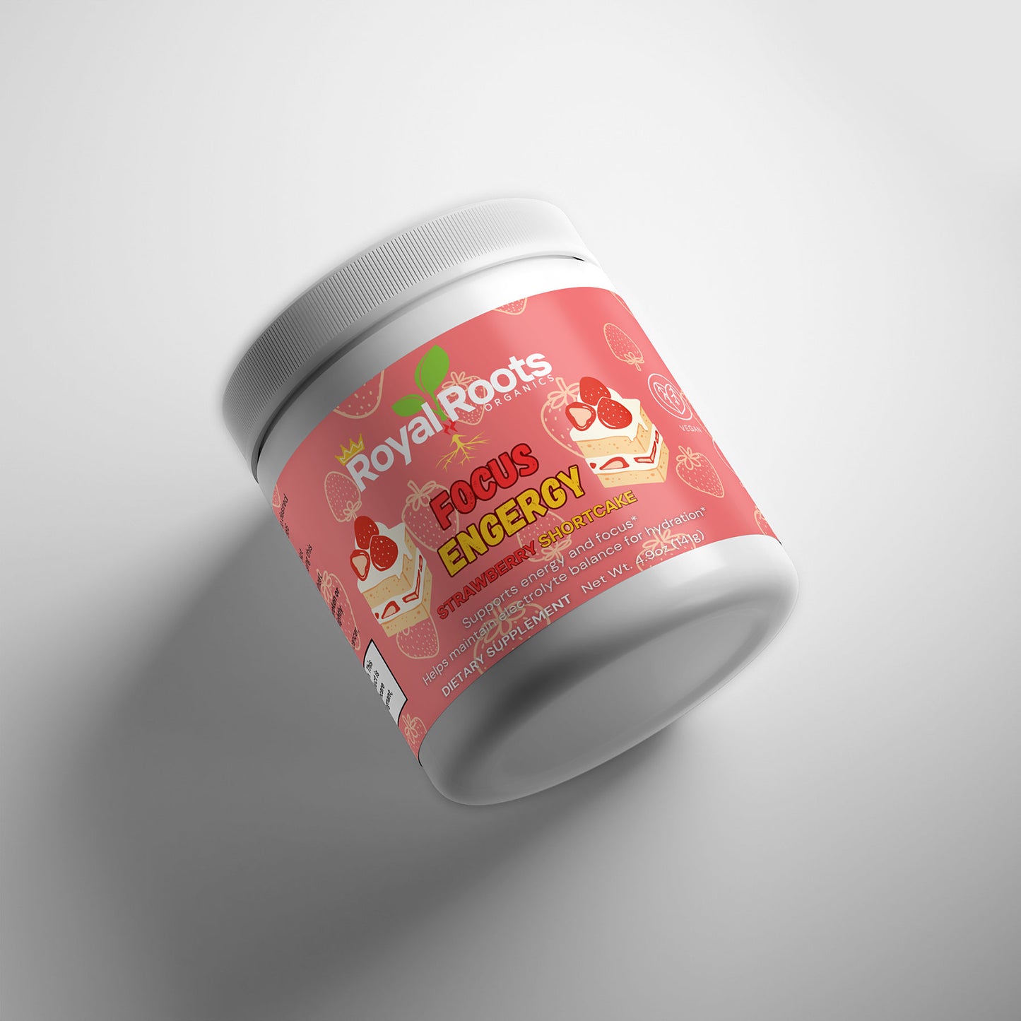 Focus Energy Powder "Strawberry Shortcake Flavor" (Clean Jitter-Free Energy, Mental Clarity & Hydration Support)