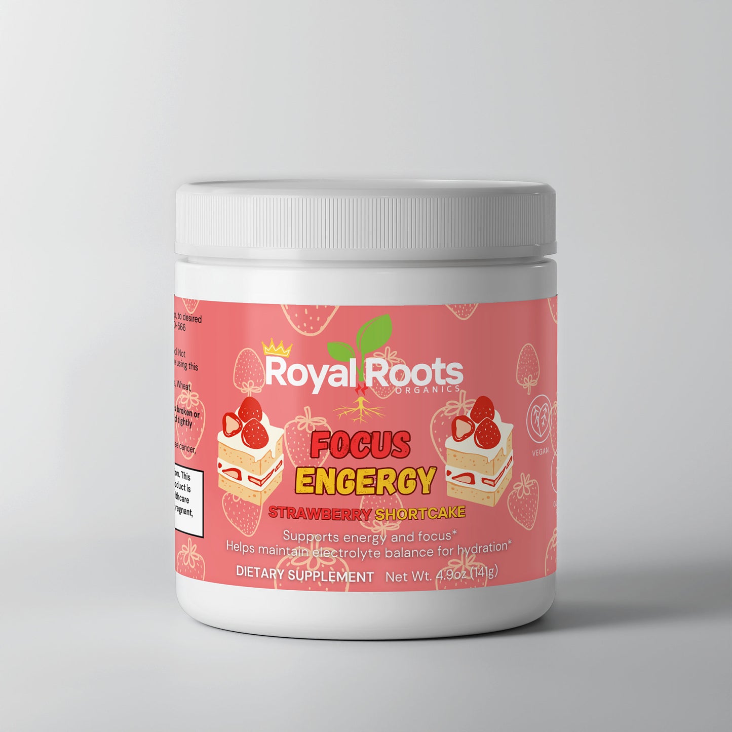 Focus Energy Powder "Strawberry Shortcake Flavor" (Clean Jitter-Free Energy, Mental Clarity & Hydration Support)