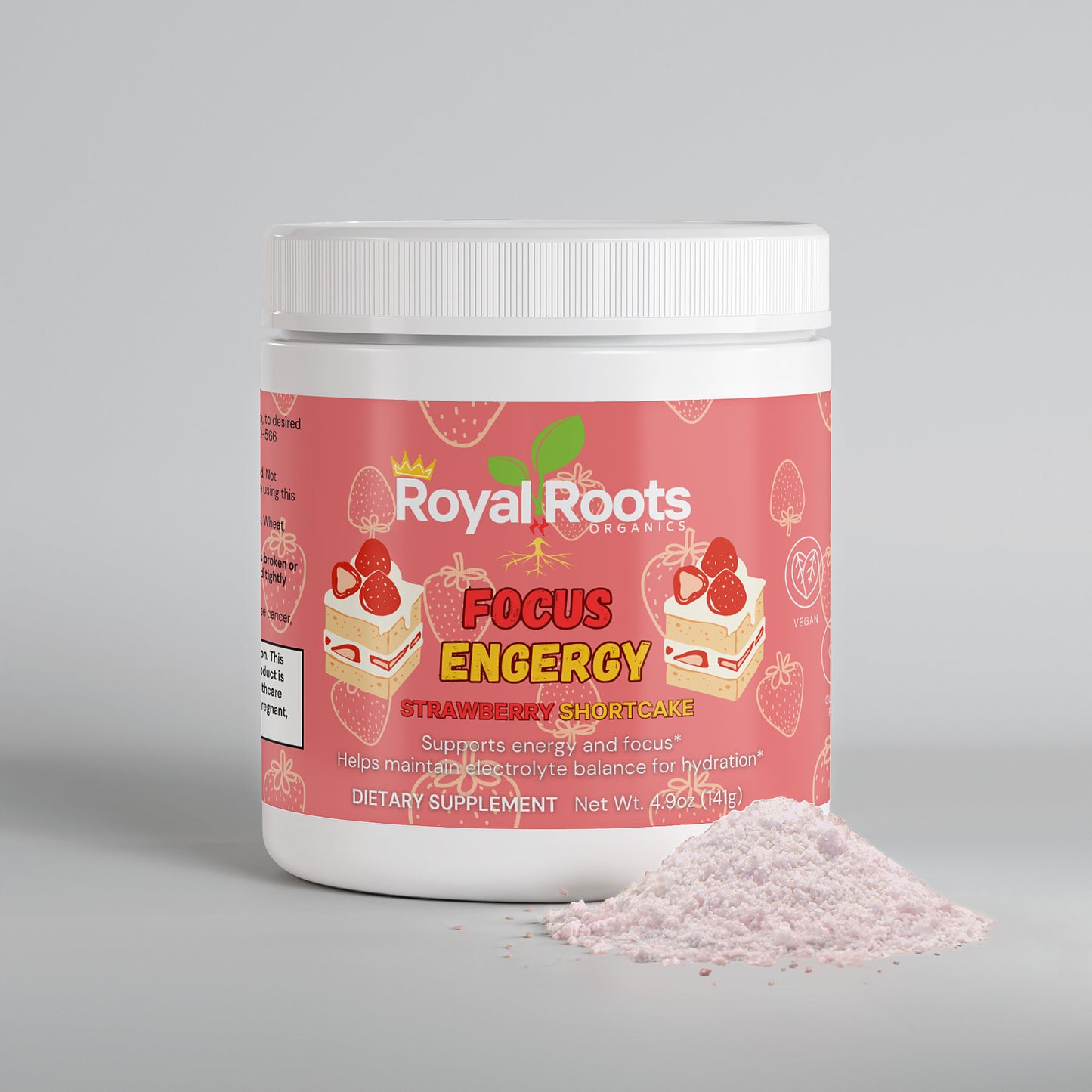 Focus Energy Powder "Strawberry Shortcake Flavor" (Clean Jitter-Free Energy, Mental Clarity & Hydration Support)