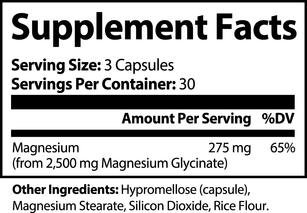 Magnesium Glycinate (reducing cellular stress, which in turn can help lower blood pressure, relieve cramping, and even help alleviate migraines)