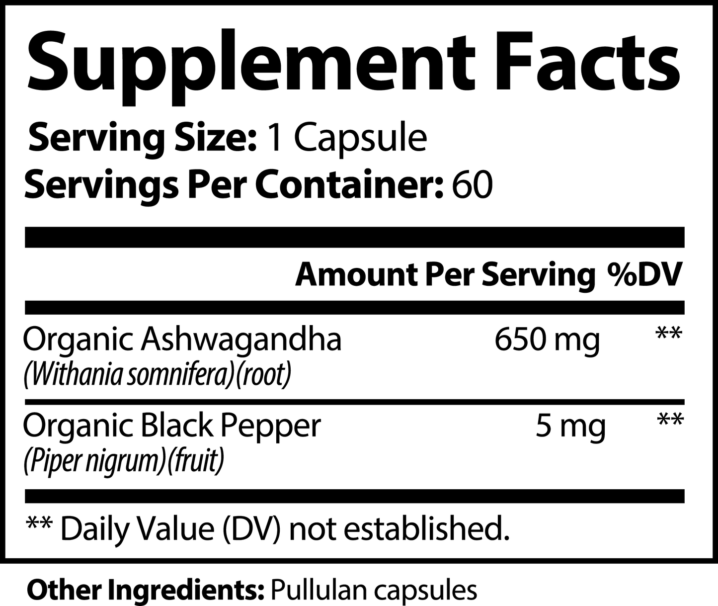 Ashwagandha Herbal Supplement for Stress Relief, Energy Support, Occasional Sleeplessness, Vegan, 100% Pure, Non-GMO