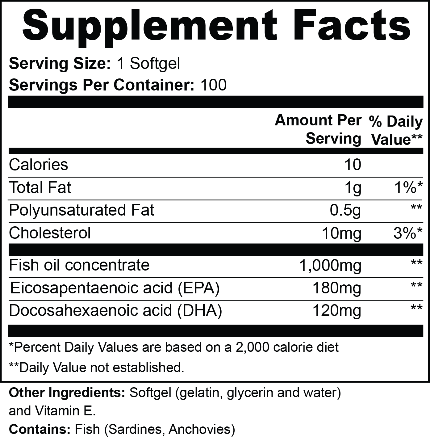 Omega-3 EPA 180mg + DHA 120mg (Support Heart, Brain, and Joint Health Naturally)